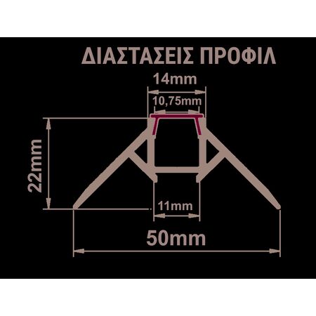 Trimless Recessed Led profile 2m external angle for led strips max W:11mm 49.8*14.02*21.88mm