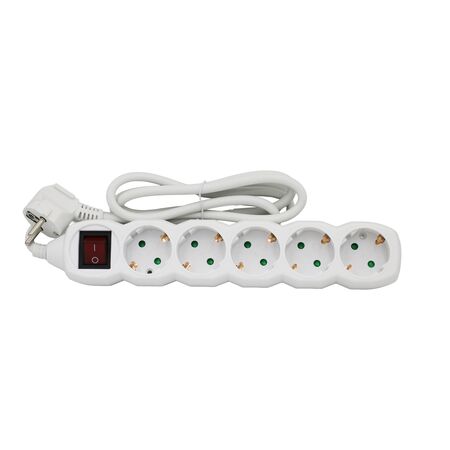 Multisocket with switch 3x1.5mm² 1.5m cable 5schuko white