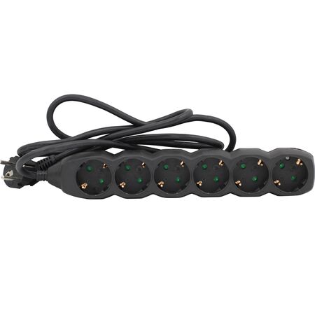 ΠΟΛΥΠΡΙΖΟ ΜΕ ΚΑΛΩΔΙΟ 3x1.5mm² 1.5μ 6 ΣΟΥΚΟ ΜΑΥΡΟ