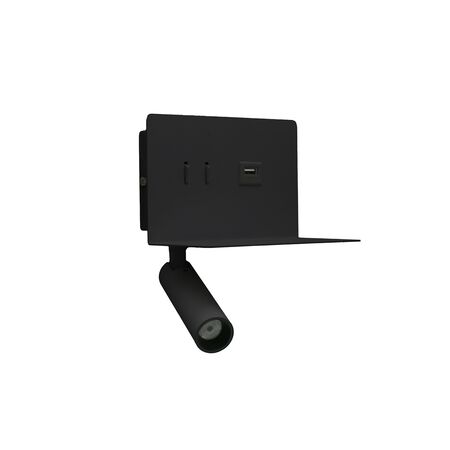 LED ΑΠΛΙΚΑ & ΣΠΟΤ ΤΟΙΧΟΥ ΟΡΘΟΓΩΝΙΑ 6W ΜΑΥΡΗ ΜΕ ΘΥΡΑ USB