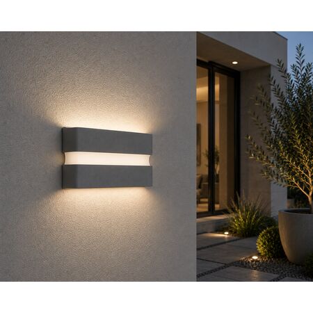 LED ΦΩΤ.ΕΠΙΤΟΙΧΟ ΑΛΟΥΜΙΝΙΟΥ ΟΒΑΛ ΔΙΠΛΗΣ ΚΑΤΕΥΘΥΝΣΗΣ 23W 3000K ΓΚΡΙ